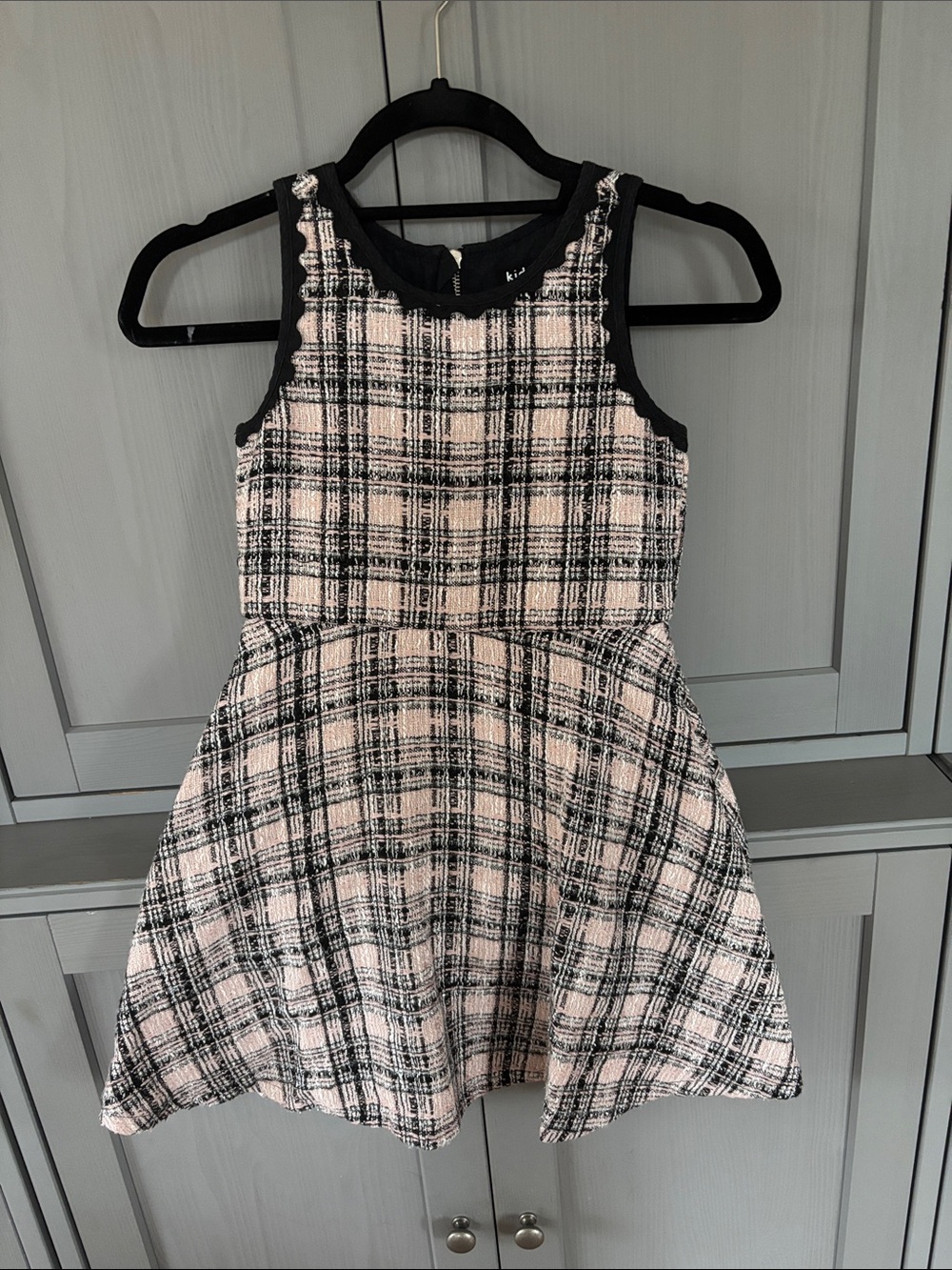 kidpik Pink and Black Plaid Sleeveless Party Dress
